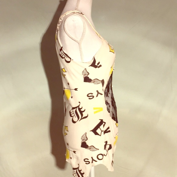 Lexa Vonn Asymmetrical lace panel print tank top - Picture 3 of 8